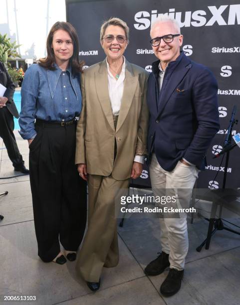 Julia Cunningham, Annette Bening, and Jess Cagle attend the SiriusXM's The Jess Cagle Show broadcast from The Oscar's Nominees Luncheon on February...
