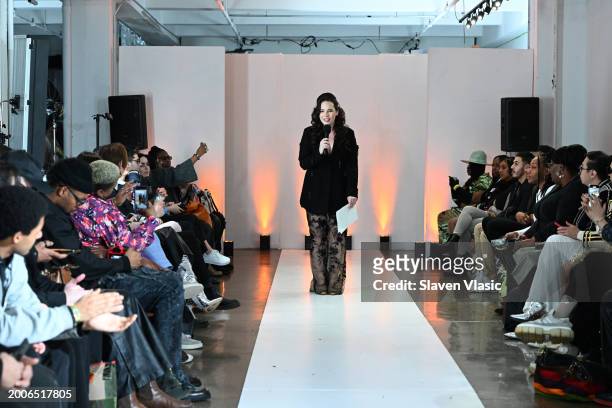 Sherrie Gearheart speaks onstage during Model Icon NYFW S1 on February 12, 2024 in New York City.