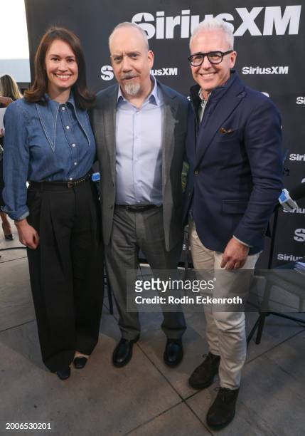 Julia Cunningham, Paul Giamatti, and Jess Cagle attend the SiriusXM's The Jess Cagle Show broadcast from The Oscar's Nominees Luncheon on February...