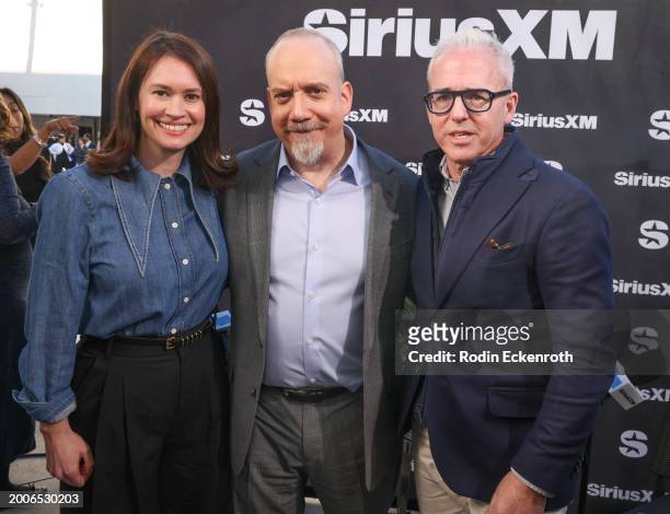 Julia Cunningham, Paul Giamatti, and Jess Cagle attend the SiriusXM's The Jess Cagle Show broadcast from The Oscar's Nominees Luncheon on February...