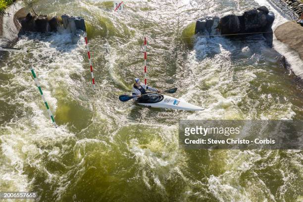 Jessica Fox of Australia who will compete in her fourth Olympics goes through a gate on the course at training during the Australian 2024 Paris...