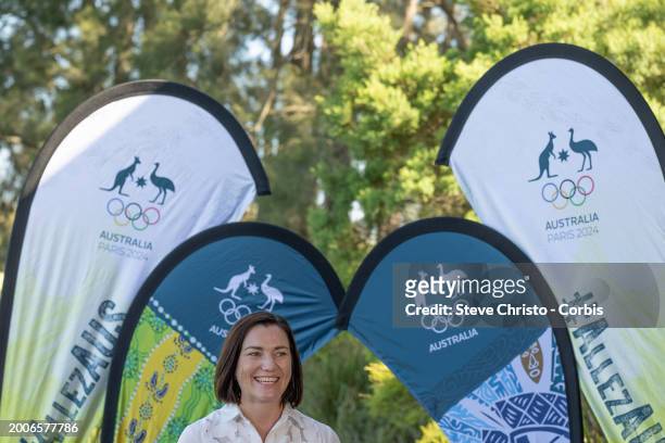 Anna Mears Australia's chef de mission for Paris Olympics 2024 speaks to the media during the Australian 2024 Paris Olympic Games Canoe Slalom Squad...