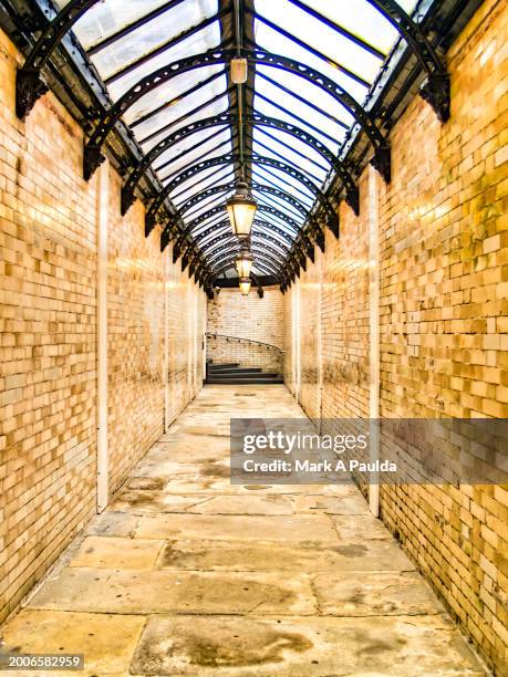 east london pedestrian tunnel - cathedral ceiling stock pictures, royalty-free photos & images