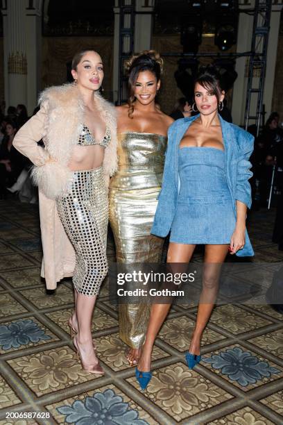 Jasmine Sanders, Kamie Crawford and Brooks Nader attends the Retrofête fashion show during New York Fashion Week: The Shows at the Plaza Hotel on...