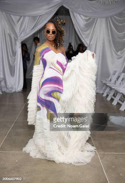 Eva Marcille attends the Wavering Lines By Yutee Rone fashion show during February 2024 New York Fashion Week on February 12, 2024 in New York City.