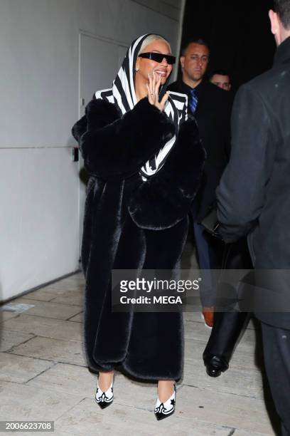 Beyonce is seen leaving the "Mea Culpa" screening on February 15, 2024 in New York, New York.