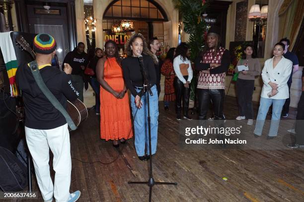 Kelly Pryor and Gerald Jean Baptiste attend a YouTube Shorts Creator Screening in support of "Bob Marley: One Love" at Hotel Chelsea on February 12...