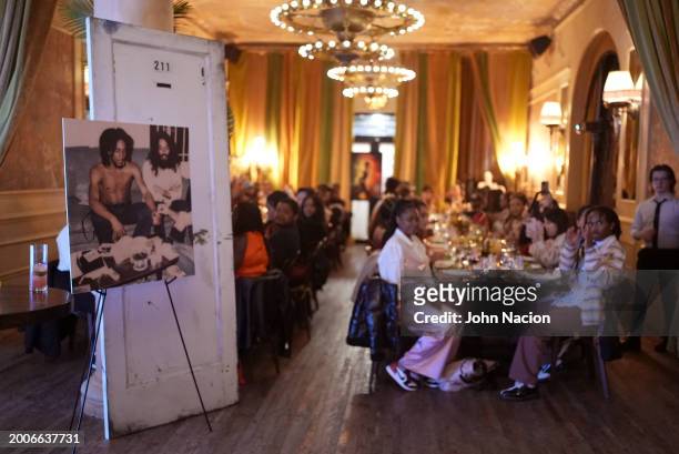 View of the atmosphere during a YouTube Shorts Creator Screening in support of "Bob Marley: One Love" at Hotel Chelsea on February 12 in New York,...