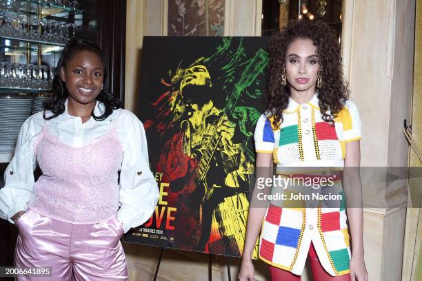 Avalene Roberts and Marissa Hill attend a YouTube Shorts Creator Screening in support of "Bob Marley: One Love" at Hotel Chelsea on February 12 in...