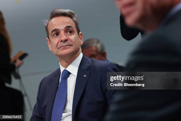 Kyriakos Mitsotakis, Greece's prime minister, on the opening day of the Munich Security Conference in Munich, Germany, on Friday, Feb. 16, 2024. The...