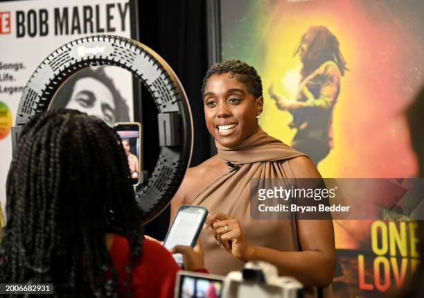 Lashana Lynch attends a Dotdash Meredith Special Screening of "Bob Marley: One Love" at the Dotdash Meredith Screening Room on February 12 in New...