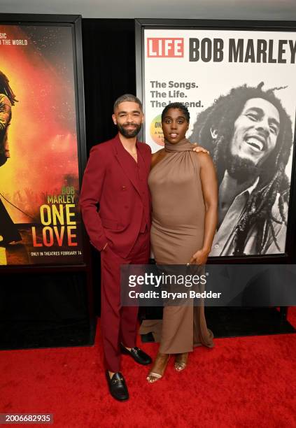 Kingsley Ben-Adir and Lashana Lynch attend a Dotdash Meredith Special Screening of "Bob Marley: One Love" at the Dotdash Meredith Screening Room on...
