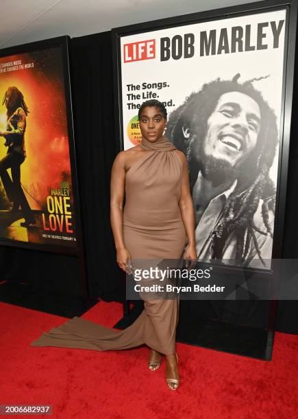 Lashana Lynch attends a Dotdash Meredith Special Screening of "Bob Marley: One Love" at the Dotdash Meredith Screening Room on February 12 in New...