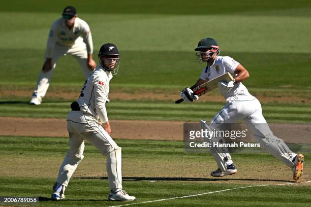 David Bedingham of South Africa bats during day one of the Men's Second Test in the series between New Zealand and South Africa at Seddon Park on...