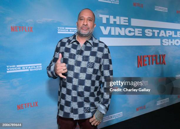 Kenya Barris attends Netflix’s THE VINCE STAPLES SHOW Premiere at Netflix Tudum Theater on February 12 2024 in Los Angeles, California.