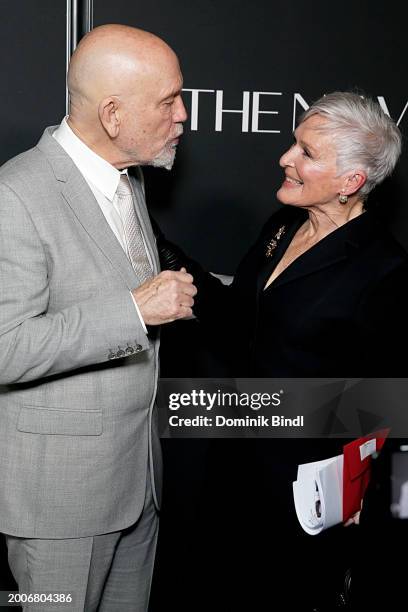 John Malkovich and Glenn Close attend Apple TV+'s "The New Look" world premiere at Florence Gould Hall on February 12, 2024 in New York City.