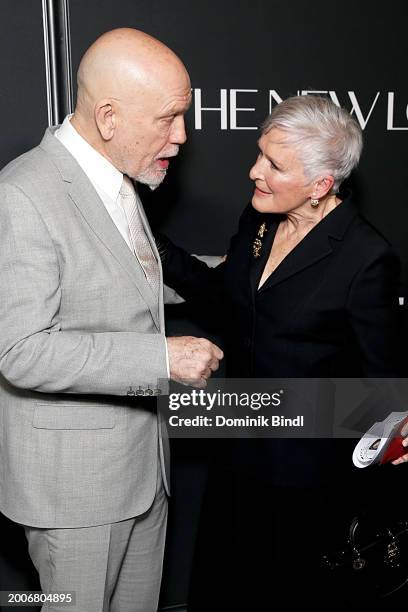 John Malkovich and Glenn Close attend Apple TV+'s "The New Look" world premiere at Florence Gould Hall on February 12, 2024 in New York City.