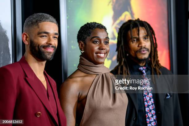Kingsley Ben-Adir, Lashana Lynch and Sheldon Shepherd attend Paramount's "Bob Marley: One Love" New York screening on February 12, 2024 in New York...