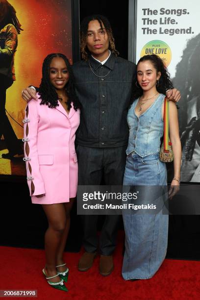 Sara Marley, Zane Marley and Judah Marley attend Paramount's "Bob Marley: One Love" New York Screening on February 12, 2024 in New York City.