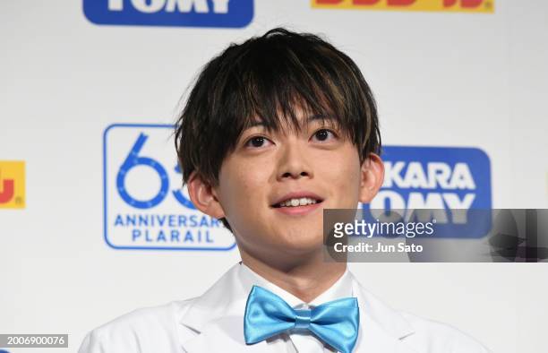 Writer/creator Ryogo Matsumaru attends the press conference for Takara Tomy’s 65th anniversary of Plarail project announcement on February 13, 2024...