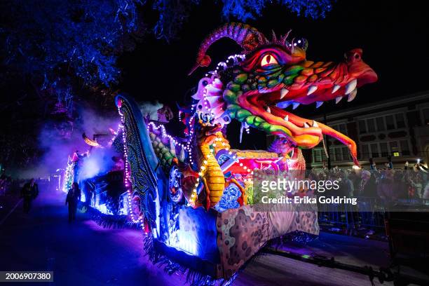 The Orpheus Leviathan float is seen in the Krewe of Orpheus parade during 2024 Mardi Gras on February 12, 2024 in New Orleans, Louisiana.
