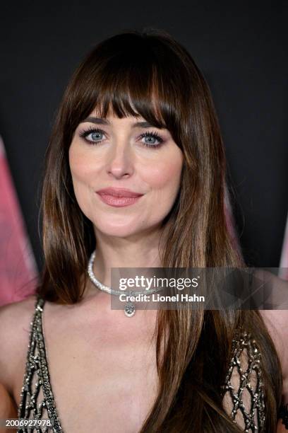 Dakota Johnson attends the World Premiere of Sony Pictures' "Madame Web" at Regency Village Theatre on February 12, 2024 in Los Angeles, California.