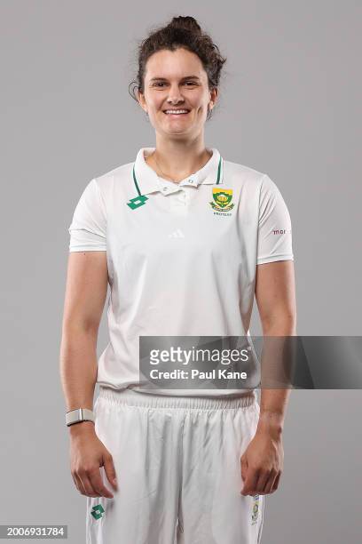 Laura Wolvaardt of South Africa poses during a South Africa Women's Test Cricket 2024 Headshot Session on February 13, 2024 in Perth, Australia.
