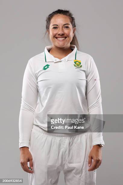 Sune Luus of South Africa poses during a South Africa Women's Test Cricket 2024 Headshot Session on February 13, 2024 in Perth, Australia.