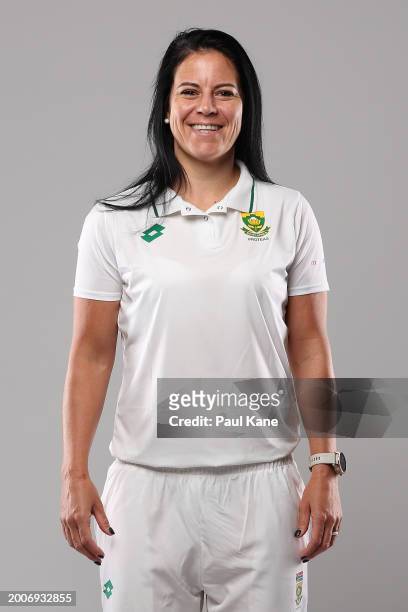 Marizanne Kapp of South Africa poses during a South Africa Women's Test Cricket 2024 Headshot Session on February 13, 2024 in Perth, Australia.