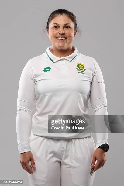 Mieke de Ridder of South Africa poses during a South Africa Women's Test Cricket 2024 Headshot Session on February 13, 2024 in Perth, Australia.