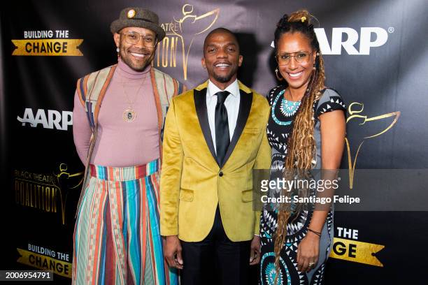 Jonathan McCrory, Kevin Boseman and Sade Lythcott attend the Black Theatre Coalition Inaugural "Building The Change" Gala at The Rainbow Room on...