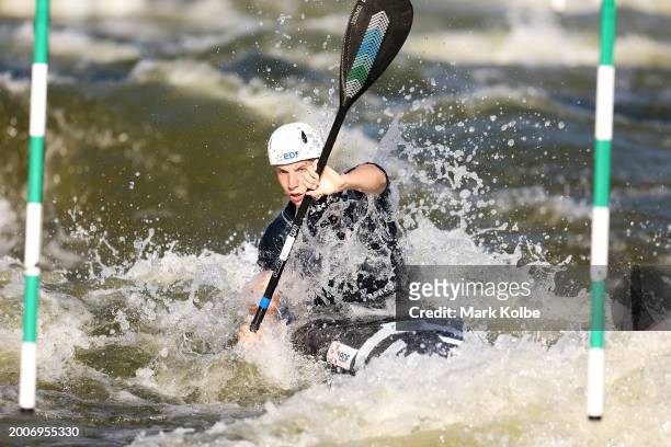 Titouan Castryck of France trains during the Australian 2024 Paris Olympic Games Canoe Slalom Squad Announcement & Training Session at Penrith...