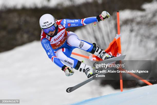 Karen Smadja Clement of Team France in action during the Audi FIS Alpine Ski World Cup Women's Downhill on February 16, 2024 in Crans Montana,...