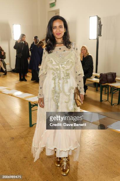 Anoushka Shankar attends the Bora Aksu AW24 show during London Fashion Week February 2024 at The Hellenic Centre on February 16, 2024 in London,...