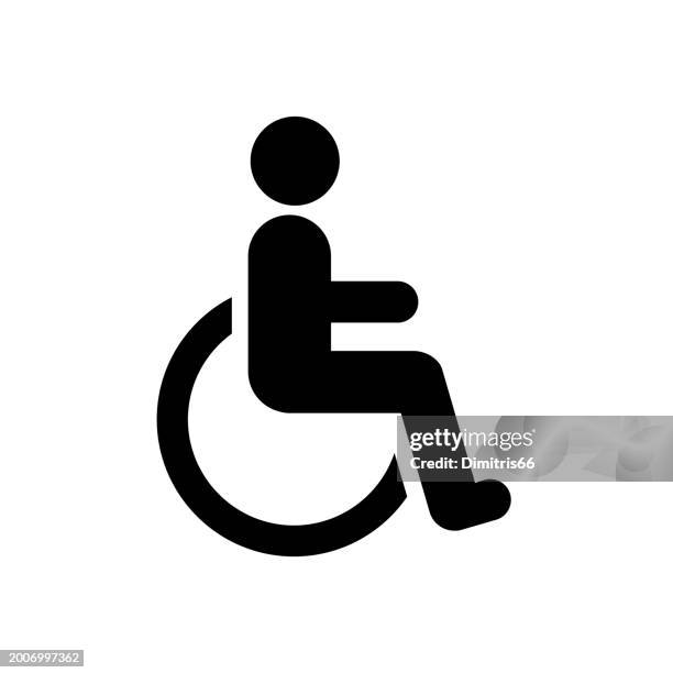 illustrazioni stock, clip art, cartoni animati e icone di tendenza di icona di sedia a rotelle - simbolo internazionale di accesso