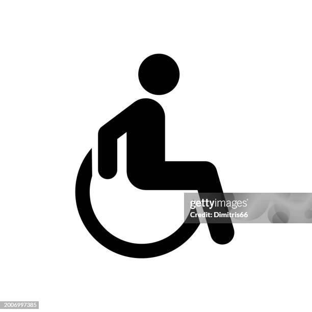 ilustrações de stock, clip art, desenhos animados e ícones de disability wheelchair icon - placa-de-deficiente-físico
