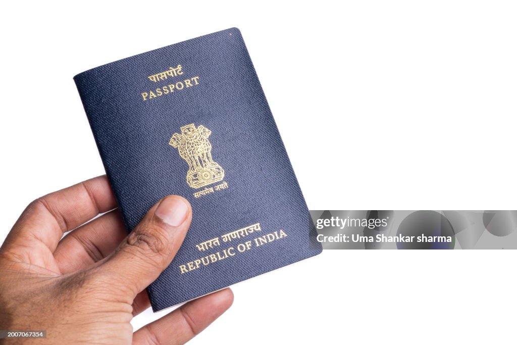 Indian passport on white