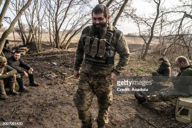 Ukrainian soldiers wait for the order to fire a D20 Artillery gun against Russian positions as Russia-Ukraine war continues in Donetsk Oblast,...