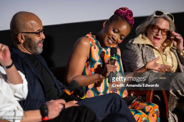 Actors Jeffrey Wright and Erika Alexander, and composer Laura Karpman attend the Film Independent Presents Directors Close-Up With...Cord Jefferson:...
