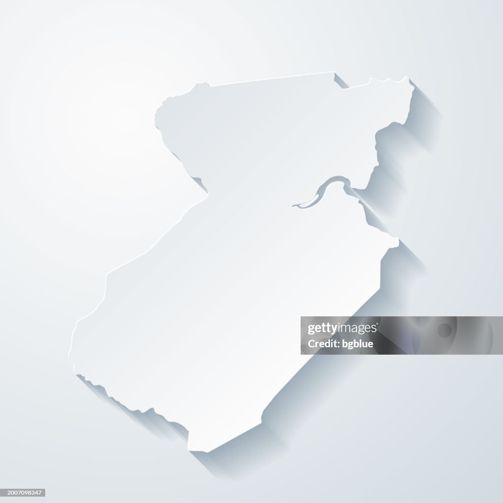 Middlesex County, New Jersey. Map with paper cut effect on blank background