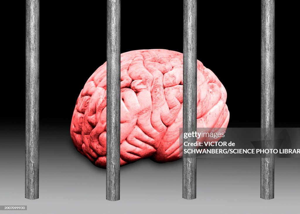 Incarcerated Intellect Imprisoned Brain Conceptual Illustration High-Res Vector Graphic ...