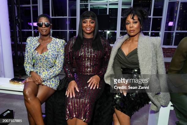 Jenee Naylor, Janelle James and Karen Pittman attend Sergio Hudson F/W 2024 Fashion Show at Starrett-Lehigh Building on February 12, 2024 in New York...