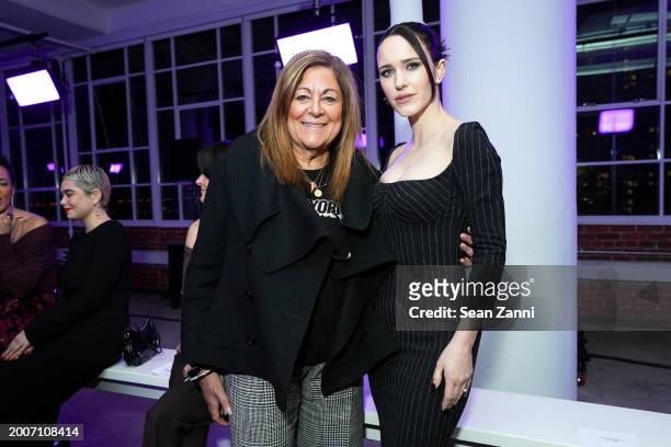Fern Mallis and Rachel Brosnahan attend Sergio Hudson F/W 2024 Fashion Show at Starrett-Lehigh Building on February 12, 2024 in New York City.
