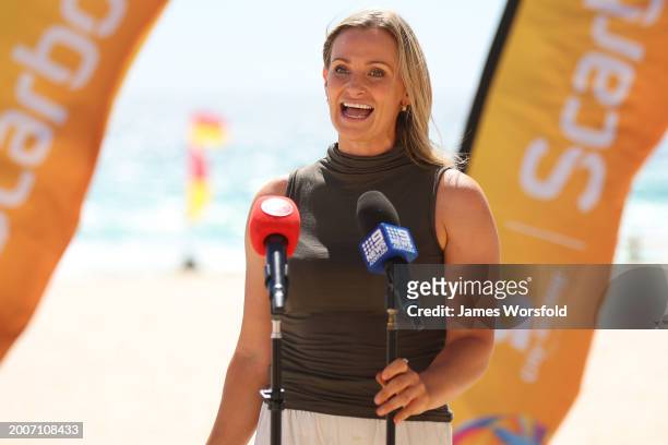 Jaele Patrick, head of 3x3Hustle, speaks during the 3x3Hustle Scarborough Beach Slam & Junior Nationals Launch at Scarborough Beach Foreshore on...