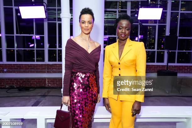Maria Sten and Danai Gurira attend Sergio Hudson F/W 2024 Fashion Show at Starrett-Lehigh Building on February 12, 2024 in New York City.