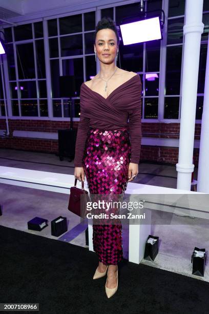 Maria Sten attends Sergio Hudson F/W 2024 Fashion Show at Starrett-Lehigh Building on February 12, 2024 in New York City.