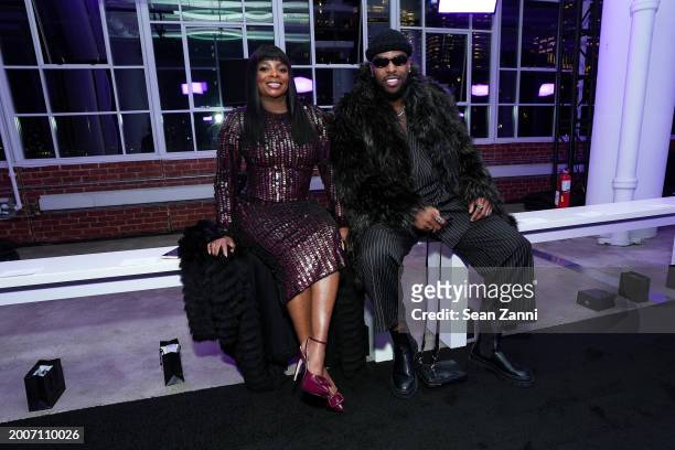 Janelle James and Dwayne Thomas attend Sergio Hudson F/W 2024 Fashion Show at Starrett-Lehigh Building on February 12, 2024 in New York City.