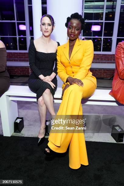 Rachel Brosnahan and Danai Gurira attend Sergio Hudson F/W 2024 Fashion Show at Starrett-Lehigh Building on February 12, 2024 in New York City.