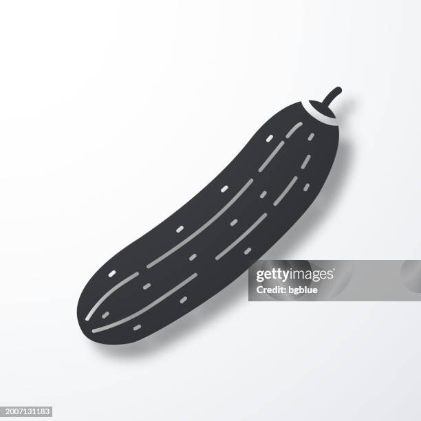 illustrazioni stock, clip art, cartoni animati e icone di tendenza di cetriolo. icona con ombra su sfondo bianco - cetriolo