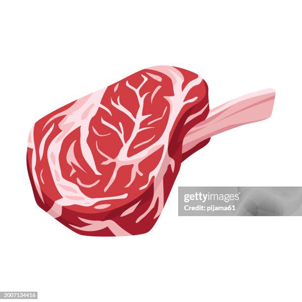 beef steak vector illustration on white background. appetizing meat product - bacon bits stock illustrations